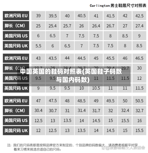 中国英国的鞋码对照表(英国鞋子码数与国内码数)