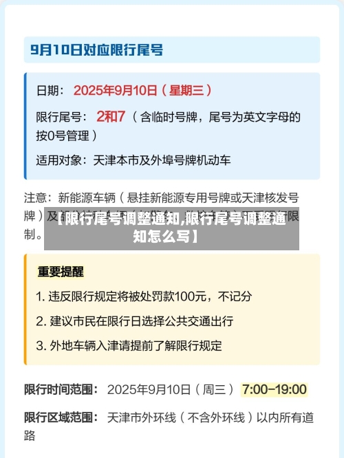【限行尾号调整通知,限行尾号调整通知怎么写】