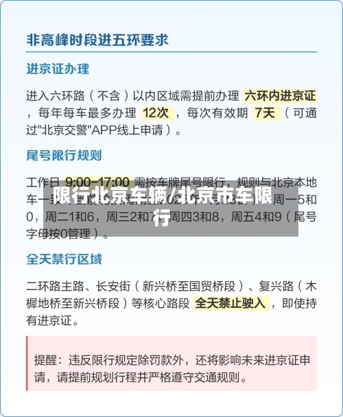 限行北京车辆/北京市车限行-第2张图片