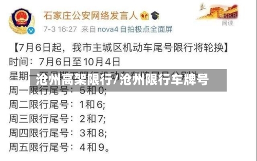 沧州高架限行/沧州限行车牌号