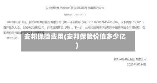 安邦保险费用(安邦保险价值多少亿)