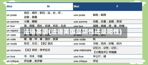 法语英国(法语英国是阴性还是阳性)