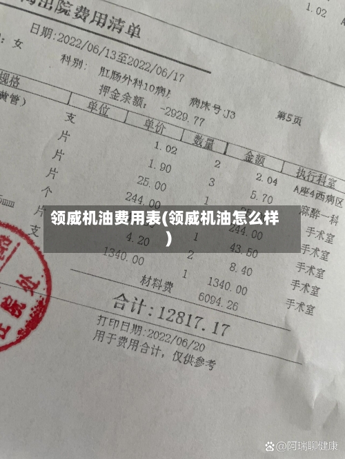 领威机油费用表(领威机油怎么样)