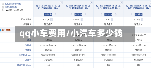 qq小车费用/小汽车多少钱