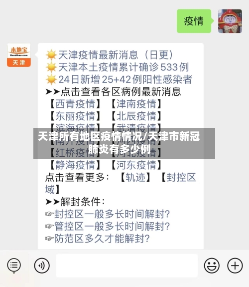 天津所有地区疫情情况/天津市新冠肺炎有多少例