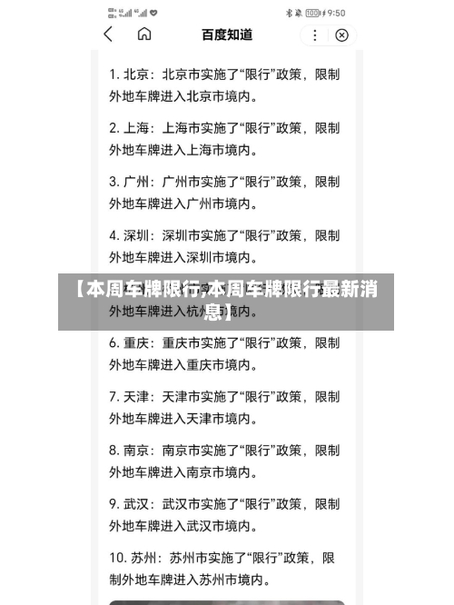 【本周车牌限行,本周车牌限行最新消息】