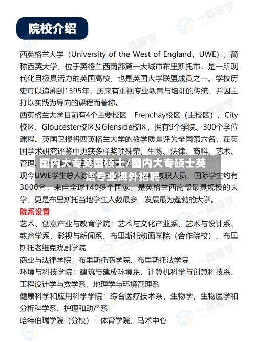 国内大专英国硕士/国内大专硕士英语专业海外招聘
