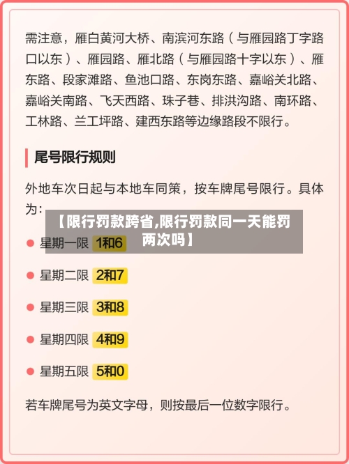 【限行罚款跨省,限行罚款同一天能罚两次吗】-第2张图片