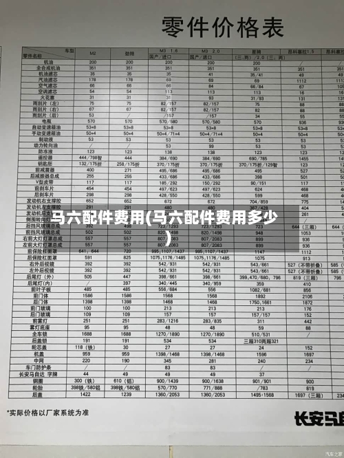 马六配件费用(马六配件费用多少)
