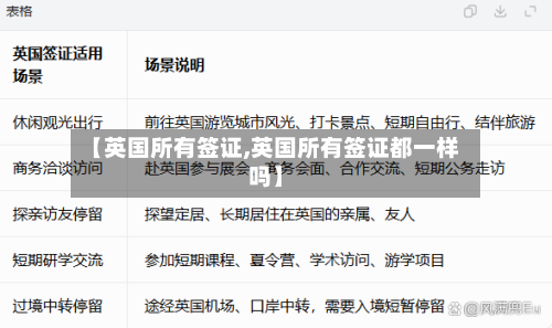 【英国所有签证,英国所有签证都一样吗】