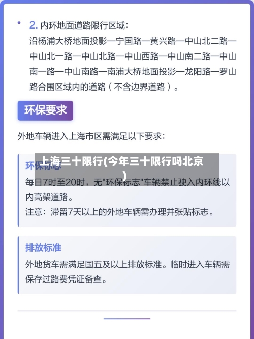 上海三十限行(今年三十限行吗北京)