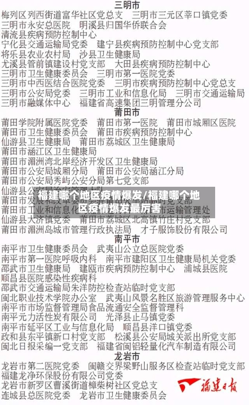福建哪个地区疫情爆发/福建哪个地区疫情爆发最厉害