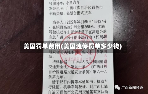美国罚单费用(美国违停罚单多少钱)