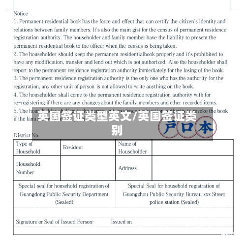 英国签证类型英文/英国签证类别