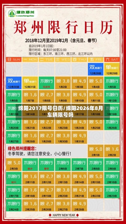 绵阳2017限号日历/绵阳2026年8月车辆限号吗
