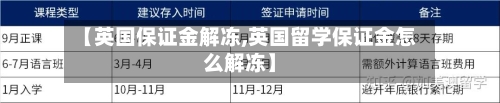 【英国保证金解冻,英国留学保证金怎么解冻】-第3张图片