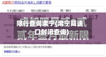 限行查询肃宁(肃宁高速口封闭查询)