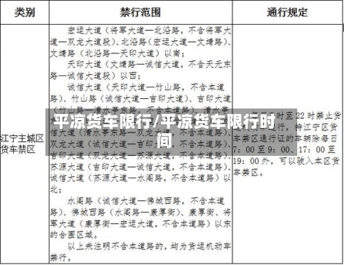 平凉货车限行/平凉货车限行时间