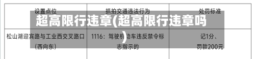 超高限行违章(超高限行违章吗)-第2张图片