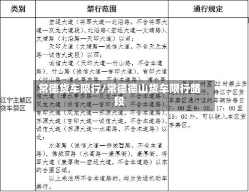 常德货车限行/常德德山货车限行路段