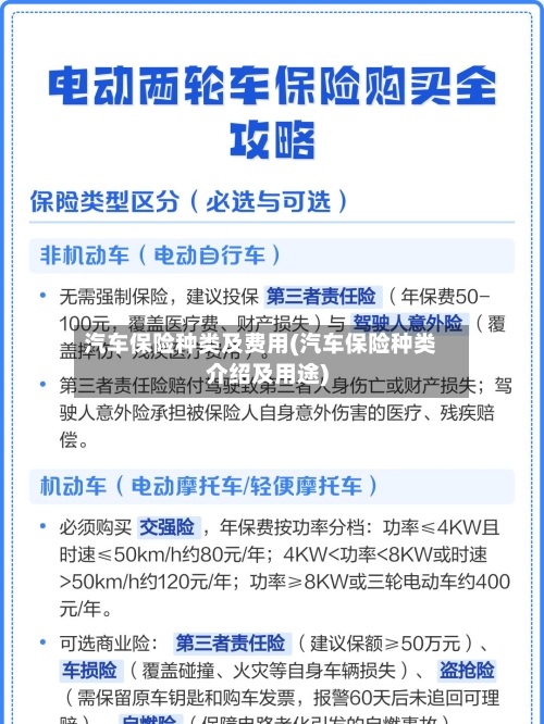 汽车保险种类及费用(汽车保险种类介绍及用途)-第2张图片