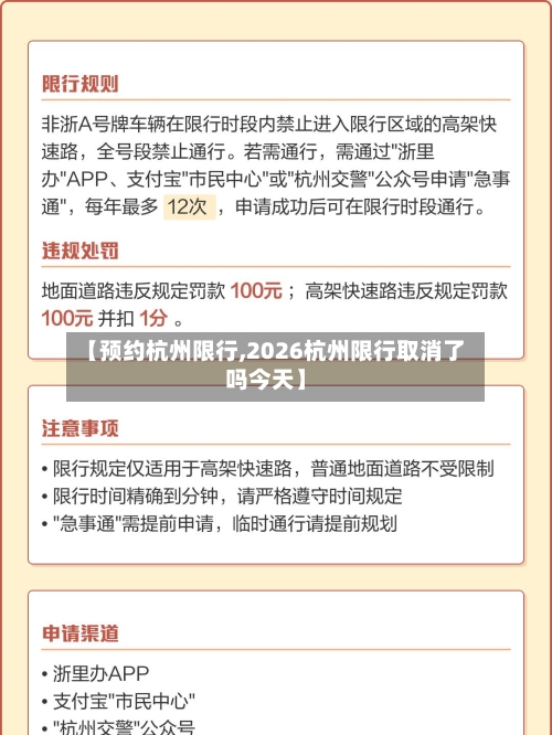 【预约杭州限行,2026杭州限行取消了吗今天】