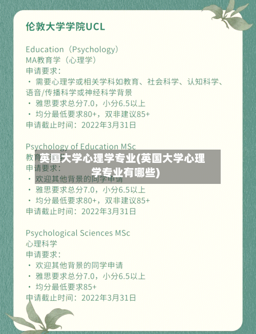 英国大学心理学专业(英国大学心理学专业有哪些)