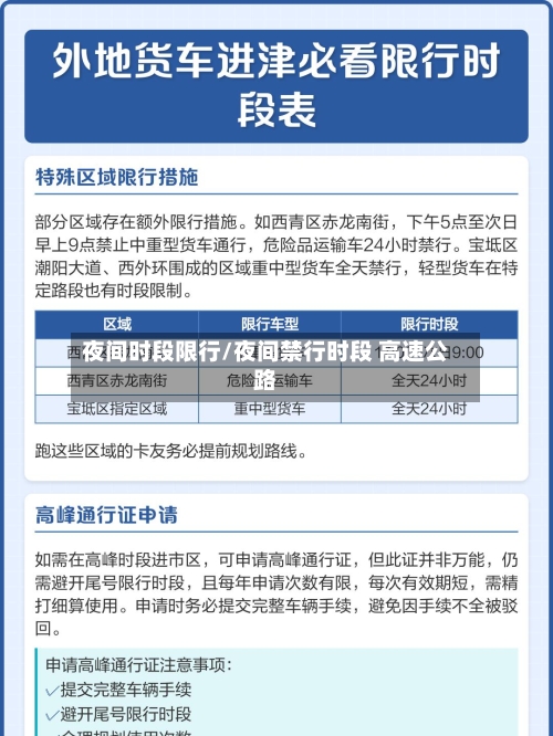 夜间时段限行/夜间禁行时段 高速公路